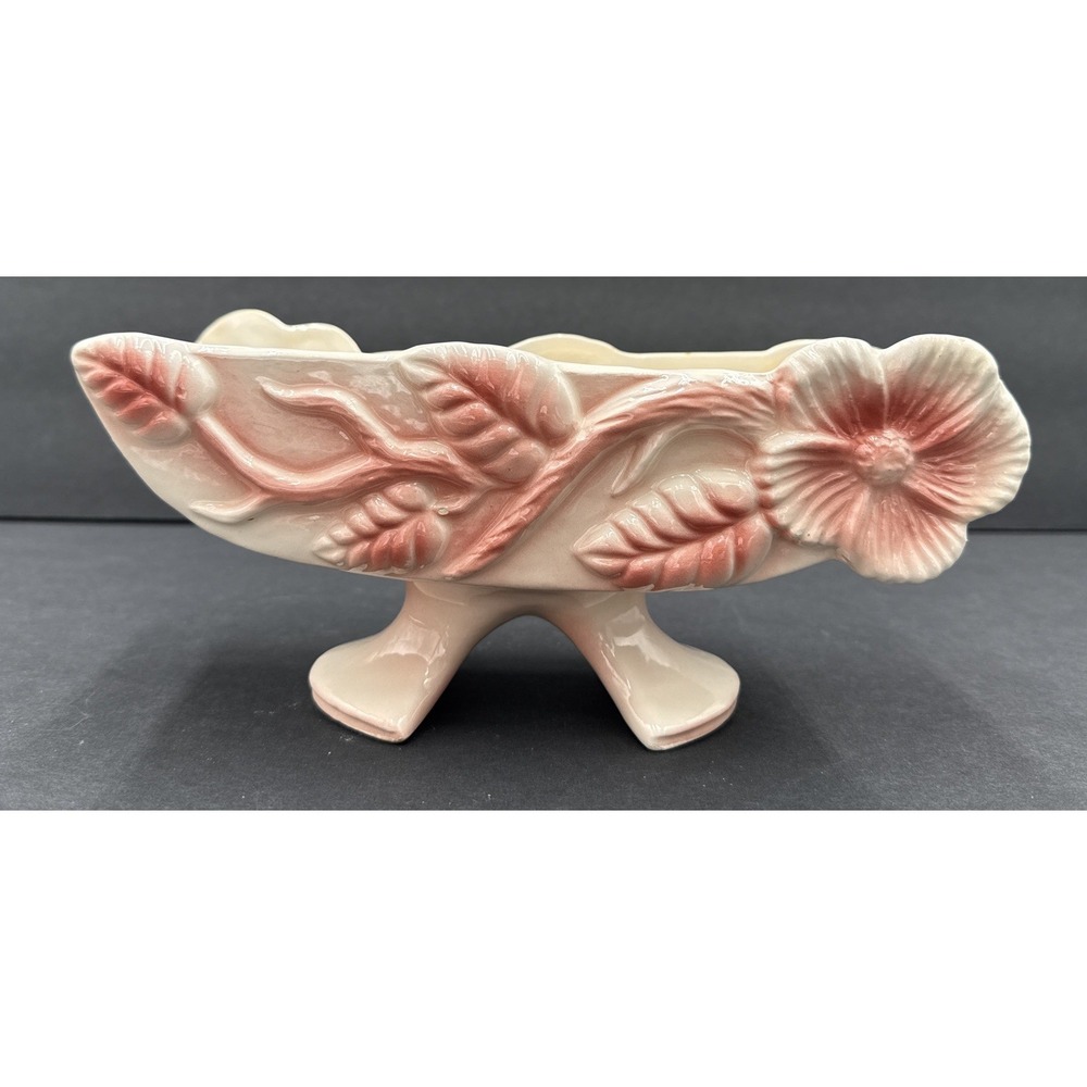 Vtg Maddux Of California Pedestal Planter #182 Rectangular 3D‎ Pink Flowers